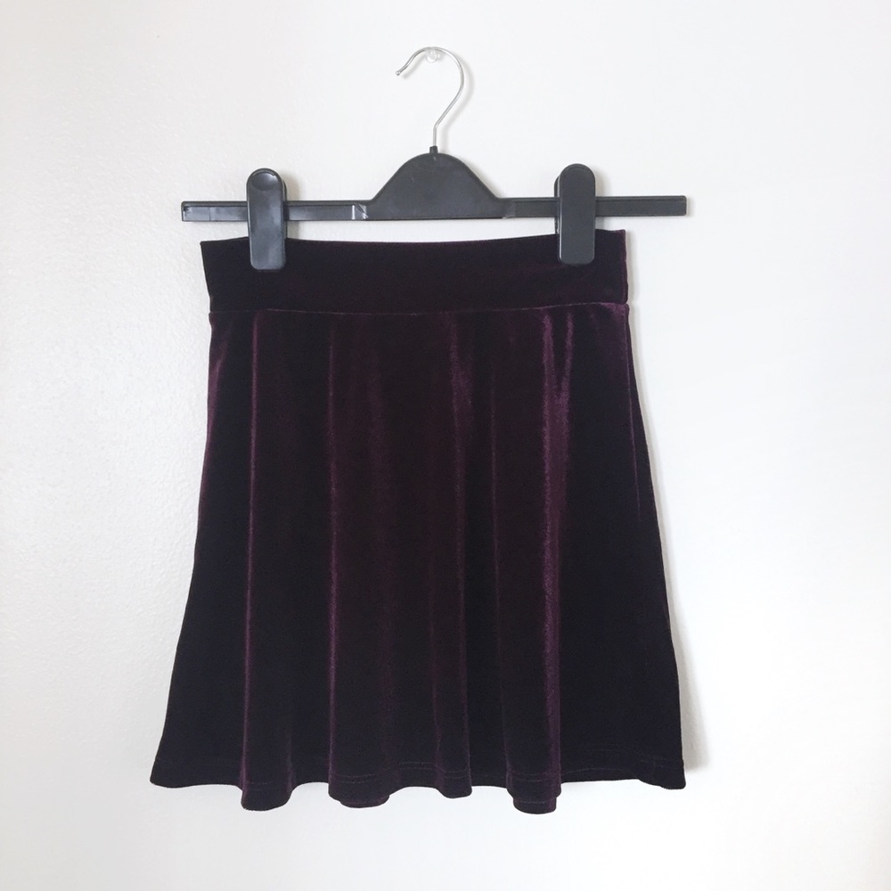 UO Pins + Needles Velvet Mini Circle Skirt